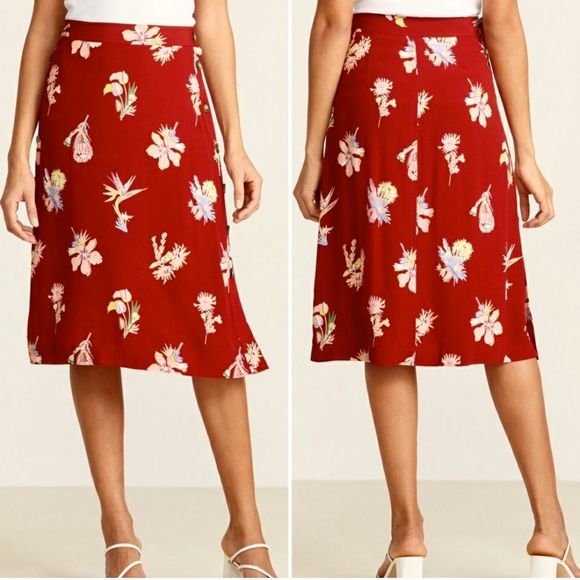 Madewell Dresses & Skirts - Madewell Bird Of Paradise Red Side Button Skirt 0